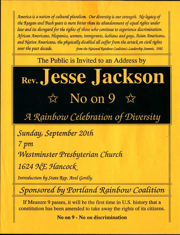 Portland Rainbow Coalition No On 9 Event (1992)