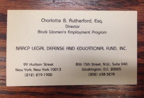 Charlotte Rutherford NAACP Business Card