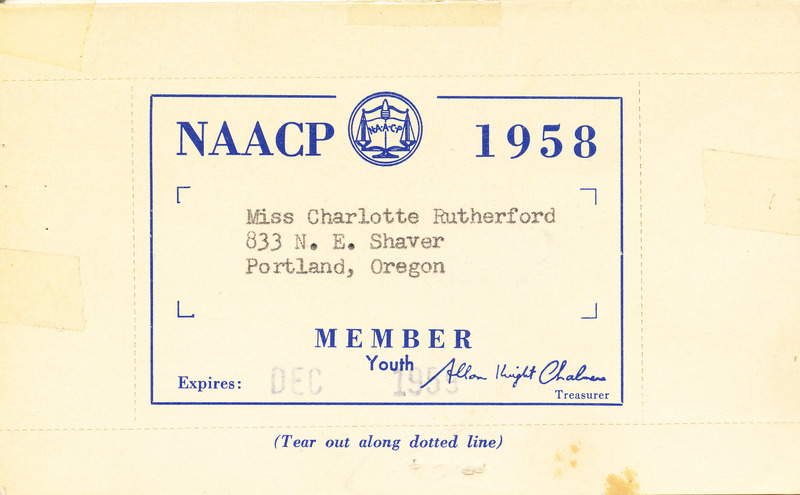 NAACP youth membership card (Charlotte Rutherford)