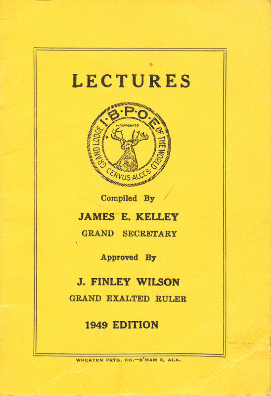 Elks lecture book cover