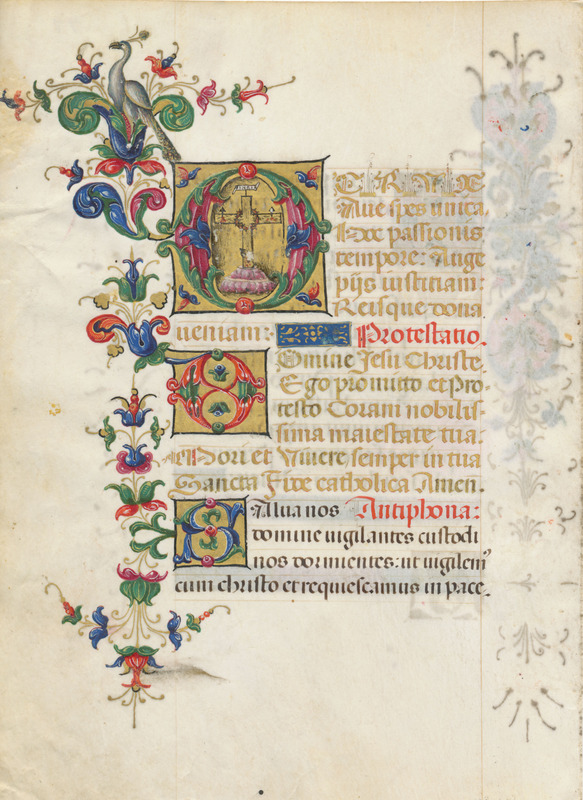 Leaf from a book of hours in Latin (verso)