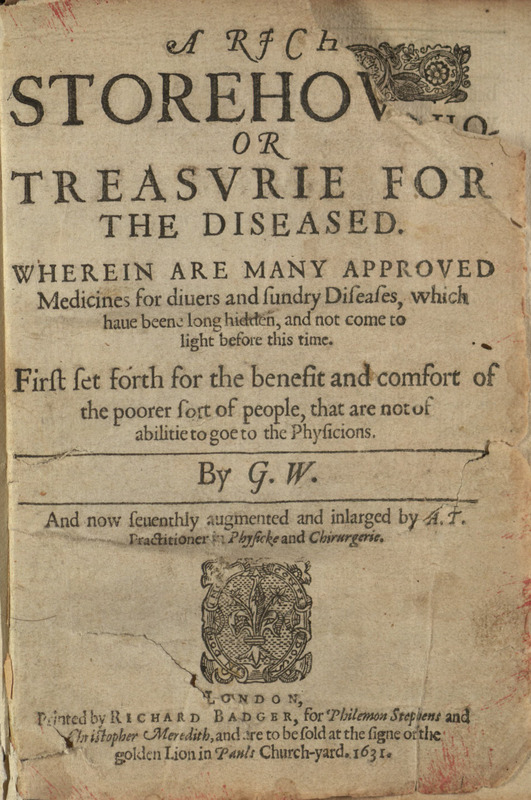 Title page, Treasurie for the Diseased 1631