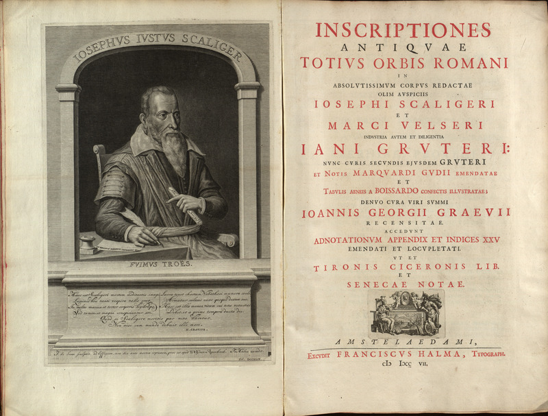 Frontispiece and title page, Jan Gruterus Inscriptiones 1707