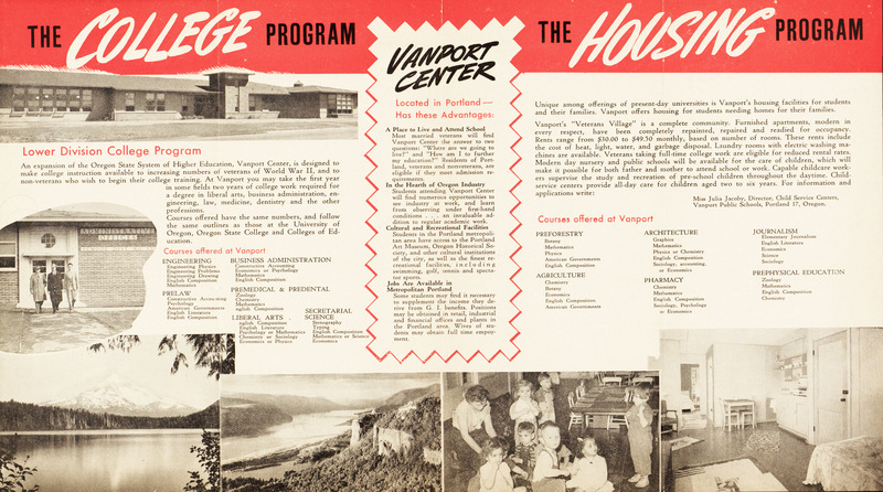 Vanport Brochure: Housing and Courses