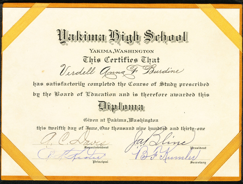 Verdell Burdine's high school diploma