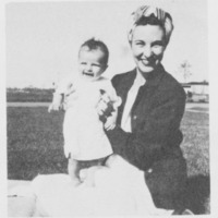 Student with child at Vanport, 1947